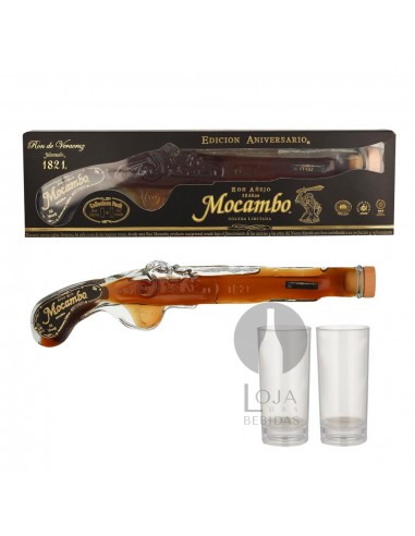Mocambo Rum Anejo 10 Years Pistol + 2 Copos 20CL